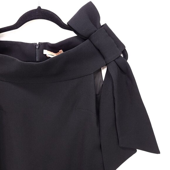 OVV Coktail Dress Black Mini Off Shoulder Big Bow Detail Classic Size Small - Picture 4 of 13